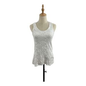 Peck & Peck White Eyelet Tank, Size L